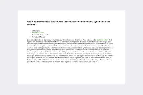 Réponses à l'Examen de Creative Google Marketing Platforms preview